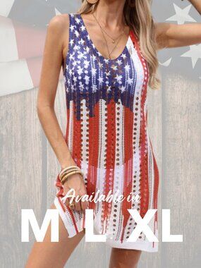 Patriotic Swim Cover Vneck Open Knit